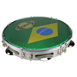 Pandeiro 10" formica blanc - drapeau brésil - Pro - 6